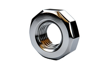 A Shiny Hexagonal Nuts Detailed Reflection on a Clear PNG or White Background.