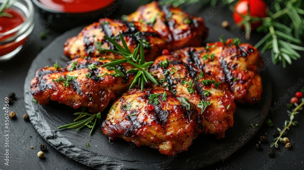 Poster Grilled Chicken with Rosemary and Spices