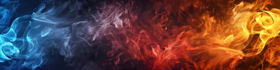 Fototapeta premium Abstract Smoke and Heat with Copy Space in Wide Banner. High-Resolution AI-Generated Wallpaper for Dynamic Backgrounds