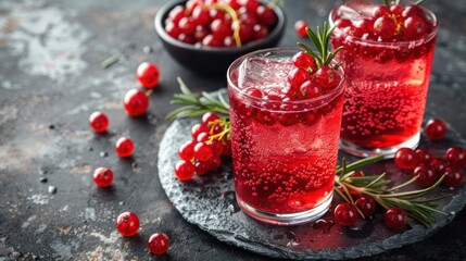 Sparkling Red Currant Drink with Rosemary