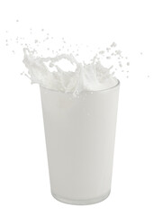Fresh milk splashing from a glass design element