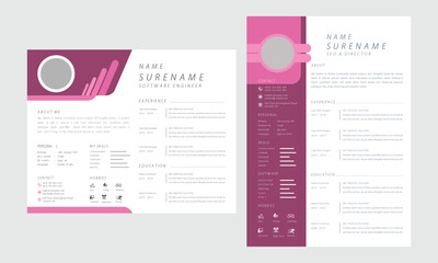 Pink curriculum vitae template layout template