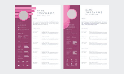 Pink curriculum vitae template layout template