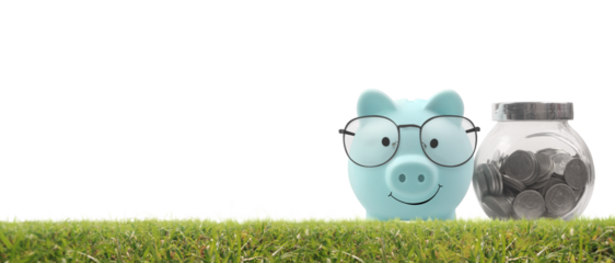 Piggy bank grass as fokaw, coin Saving