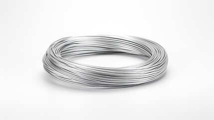 Fototapeta premium Coil of silver wire on a light background.