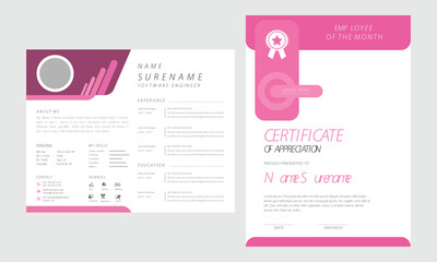 Pink curriculum vitae template layout template