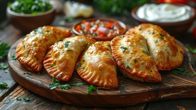 Golden Brown Empanadas with Parsley Garnish
