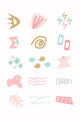 Cute doodle shape vector element bundle