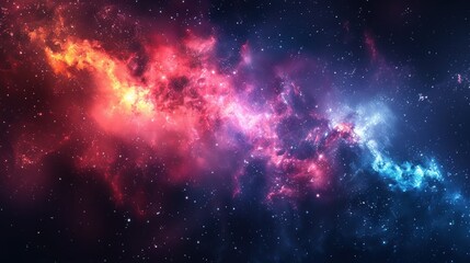 Cosmic Dance of Red and Blue Nebulae