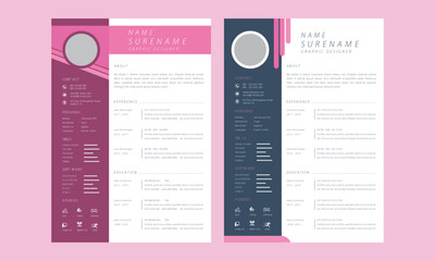 Pink curriculum vitae template layout template