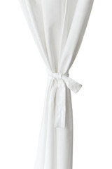 White drapery hanging from a curtain rod design element