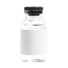 Png injection vial glass bottle with white label mockup