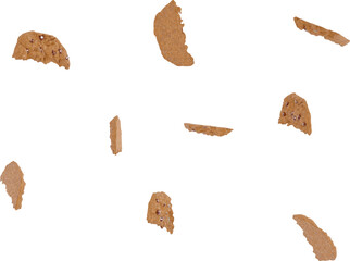 broken cookies with chocolate chips falling in the air