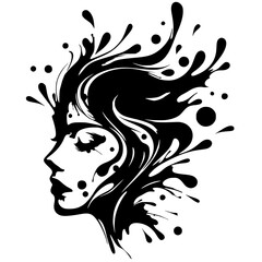 Beautiful face silhouette abstract splash