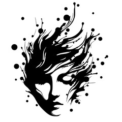 Beautiful face silhouette abstract splash