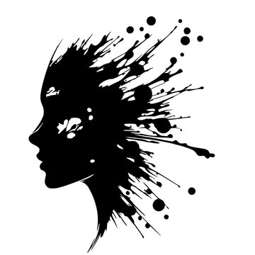 recommend clip art: Beautiful face silhouette abstract splash
