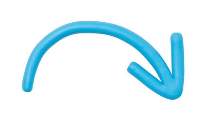 Arrow png blue clay texture pointing down hand craft graphic for kids