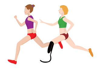 パラ陸上のユニバーサルリレーのイラスト素材です。