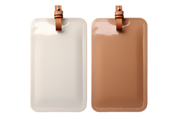 Two Stylish Leather Phone Cases, Ivory and Brown, Displayed on a White Background on a Clear PNG or White Background.