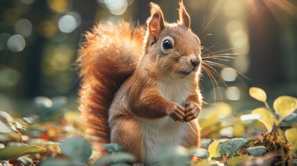 Red Squirrel in a Forest Setting
