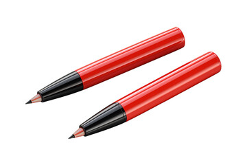 Two Vivid Red Mechanical Pencils Ready for Inspiration on a Clear PNG or White Background.