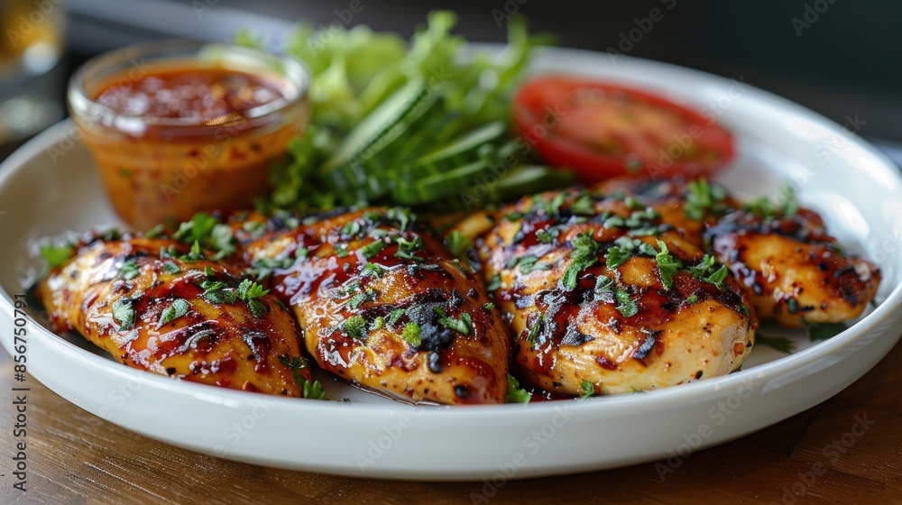 Canvas Prints Grilled Chicken Breast with Glaze and Side Salad