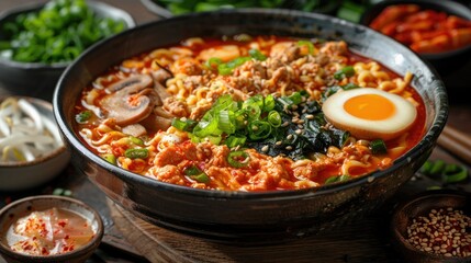 Spicy Ramen with Egg and Seaweed