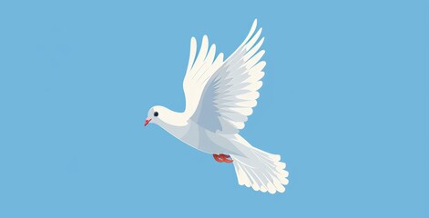 Obraz premium Flying migratory pigeon modern illustration. Bird motion wings in heaven, birds sprite cycle movement flight feather 2d animation, cartoon neat modern illustration.