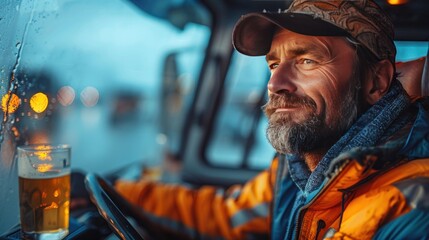 Trucker Contemplating the Road Ahead