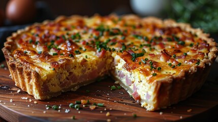 Delicious Ham and Cheese Quiche with Crispy Crust