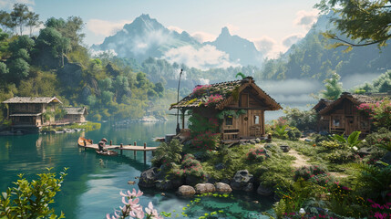 Fototapeta premium Unique perspectives reveal rugged trails winding through lush forests, beckoning hikers to explore nature's summer bounty.