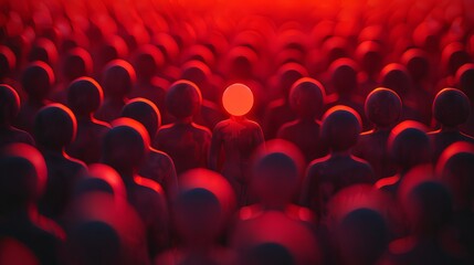 Obraz premium Red Light Figure in Crowd