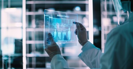 Digital holographic plates representing the heart, lungs, muscles, and bones of a patient. Concept: Futuristic medicine, human body, and the future.