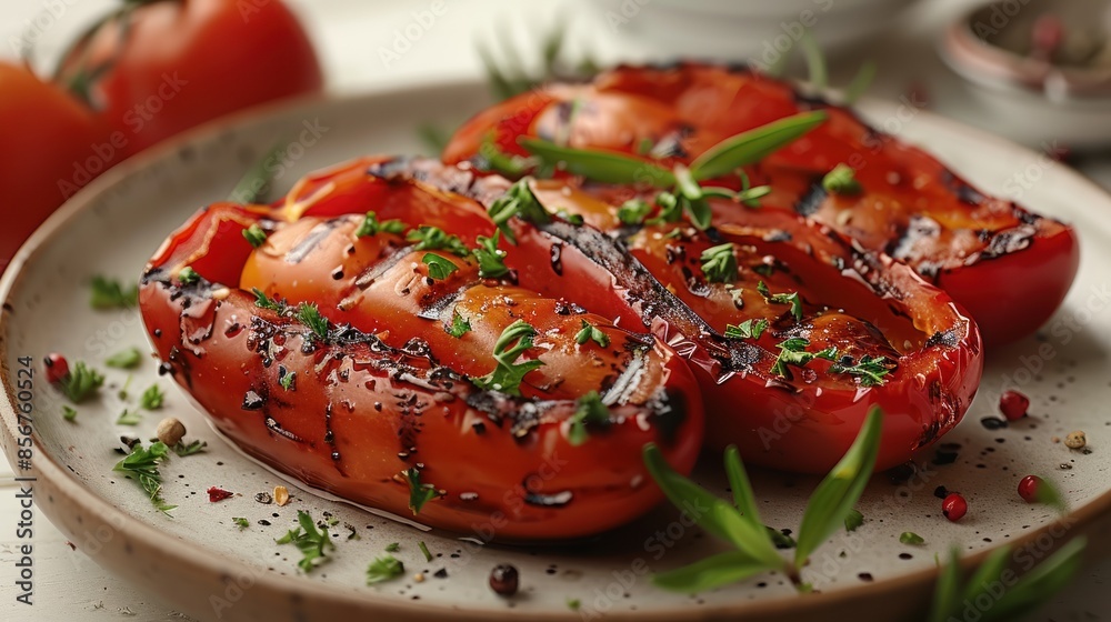 Canvas Prints Grilled Red Peppers with Herbs and Spices