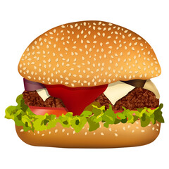Burger Non Veg with tasty toppings transparent