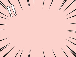 白い集中線の驚き細線フレーム背景