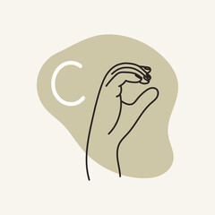 Gestures for the deaf, letter C. English fingerspelling.