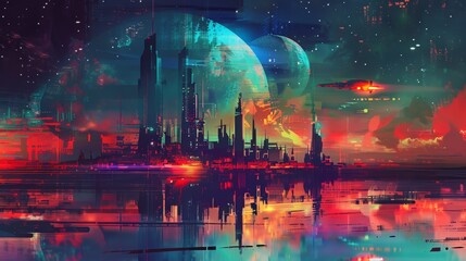 Creating future fairy tale cities with vibrant colors and stock AI