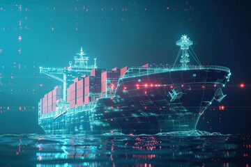 Obraz premium Massive Cargo Ship Sailing on Calm Waters