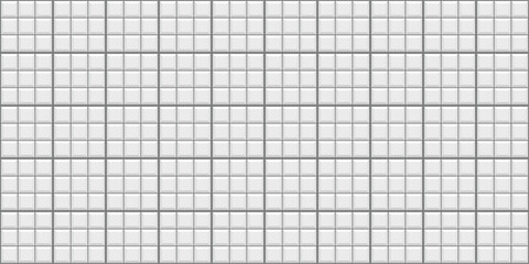 Tile subway wall. White ceramic texture. Seamless brick metro pattern. Cement background. Retro decorative brickwall. Old floor print. Vintage stone surface. Vector illustration