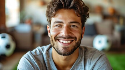 Smiling Man with a Brown Hairstyle