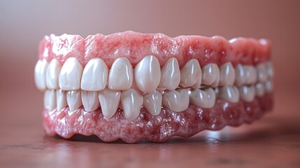 Close-up of a Full Set of Artificial Teeth