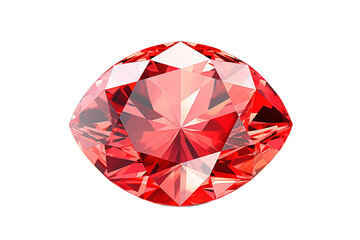 Fototapeta premium A Crimson Gemstones Dazzling Facets Reflecting Light on a Clear PNG or White Background.