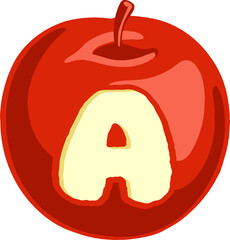 Red Apple Letter Alphabet Vector Element