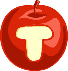 Red Apple Letter Alphabet Vector Element