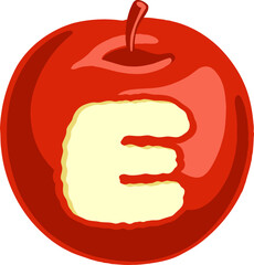 Red Apple Letter Alphabet Vector Element
