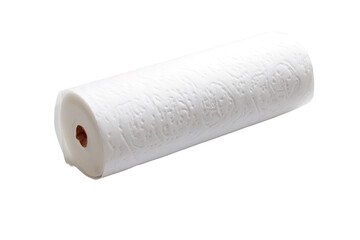 Fototapeta premium A Roll of Embossed Paper Towels Ready for Cleaning on a Clear PNG or White Background.