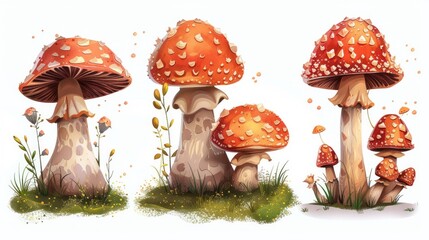 Set of mushrooms for game