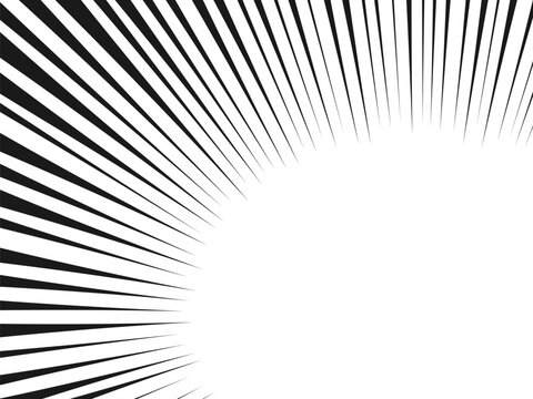 シンプルな黒い集中線の角下太線フレーム背景