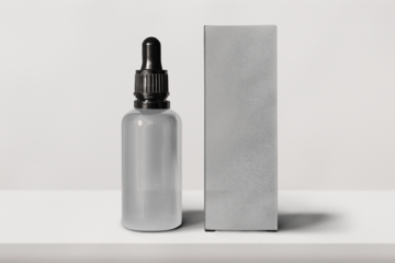 Packaging tranparent mockup png with dropper bottle and box